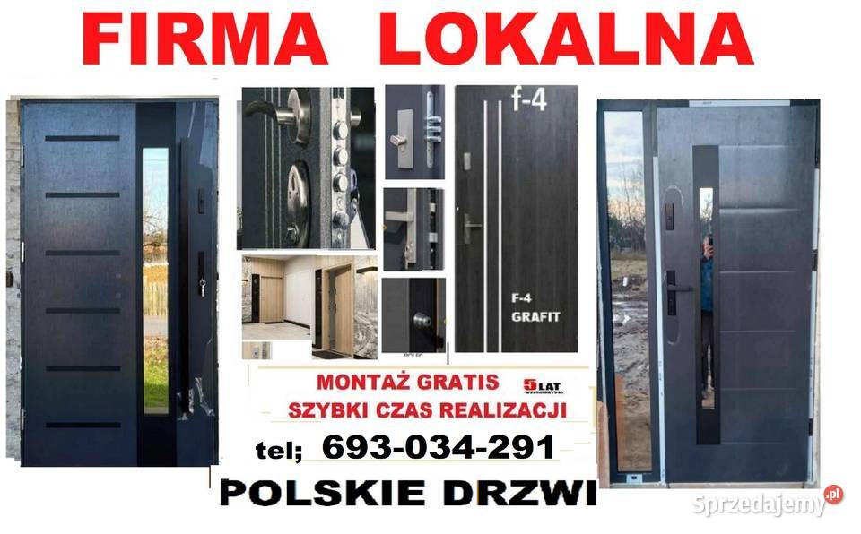 Drzwi z montażem ZEWNĘTRZNE wejściowe Sieradz