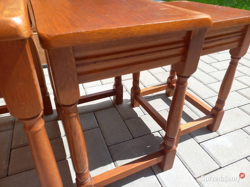 Stolik kawowy dębowy kwietnik Komplet stolików 3 Stoliki kawowe i ławy