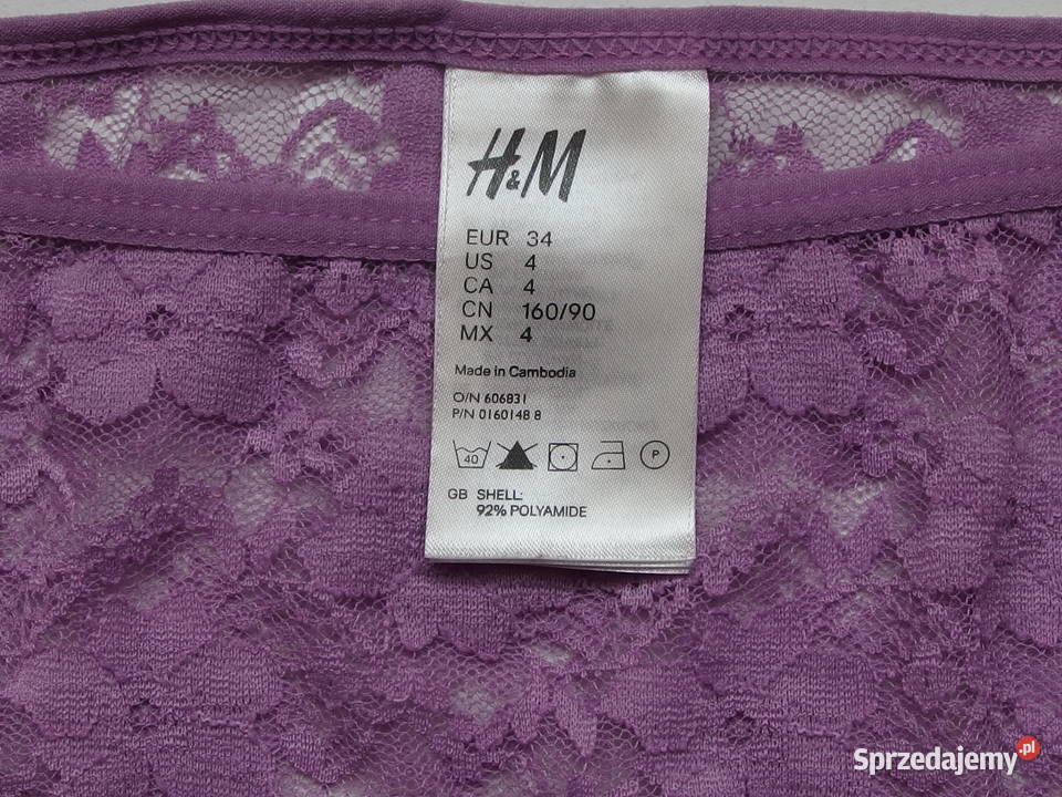 fioletowe koronkowe majtki figi Hm koronka xs 34 Toruń