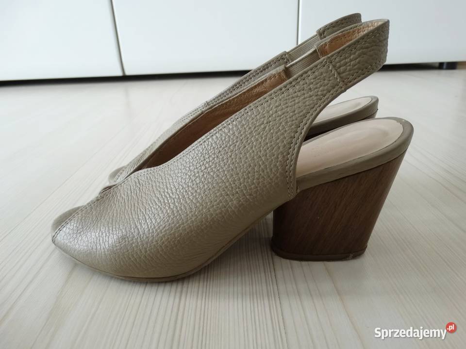 Buty Sandały Skórzane Skóra Naturalna Kolor szary/srebrny podlaskie Łomża sprzedam