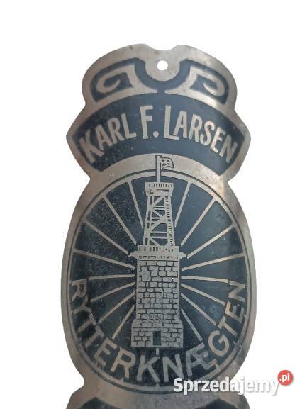 Stary Emblemat Rowerowy KARL F LARSEN RONNE podkarpackie Rzeszów