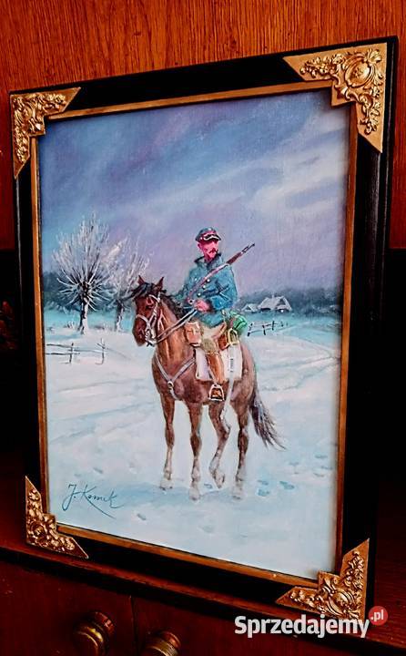 ULAN ZWIADOWCA OBRAZ OLEJNY NA PŁÓTNIE 44x34 Jelenia Góra