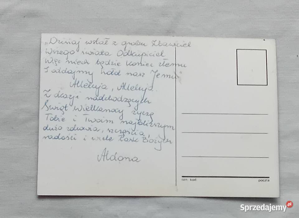 Pocztówka wielkanocna z lat 90ych XX w Koźminek