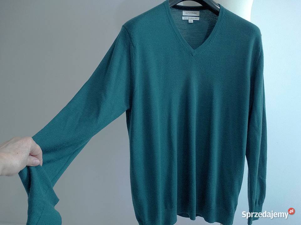 Sweter Męski Wełniany 100 Wełna Merino Fine