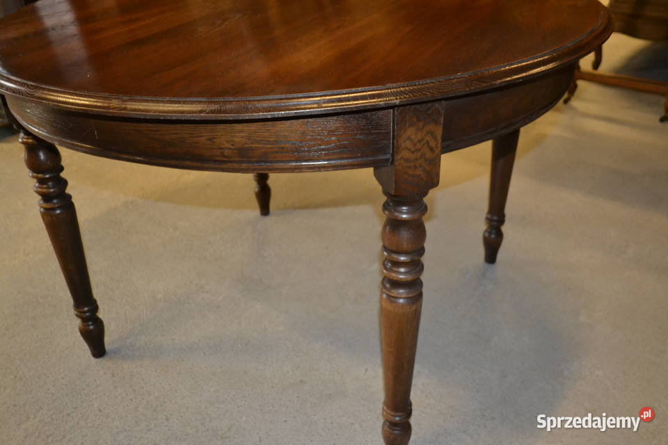 stół okrągły francuski lity dąb śląskie Będzin