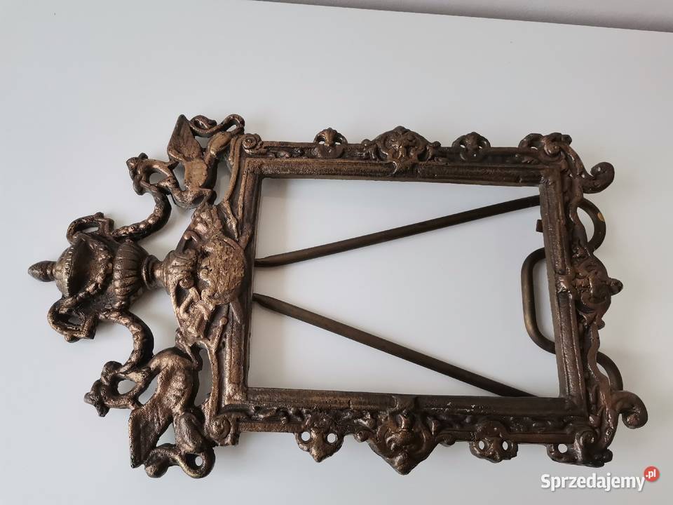 Stara duża ciężka mosiężna rama ramka na zdjęcie Katowice