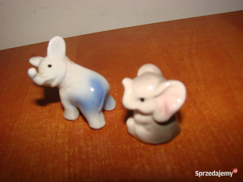 Słoniki małe porcelanowe figurki 2 Porcelana i szkło Pruszcz Gdański sprzedam