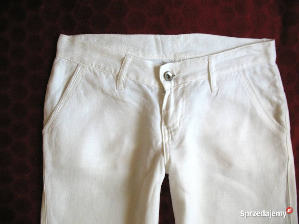 Spodnie damskie len 36 S biodra 96 Długie mazowieckie