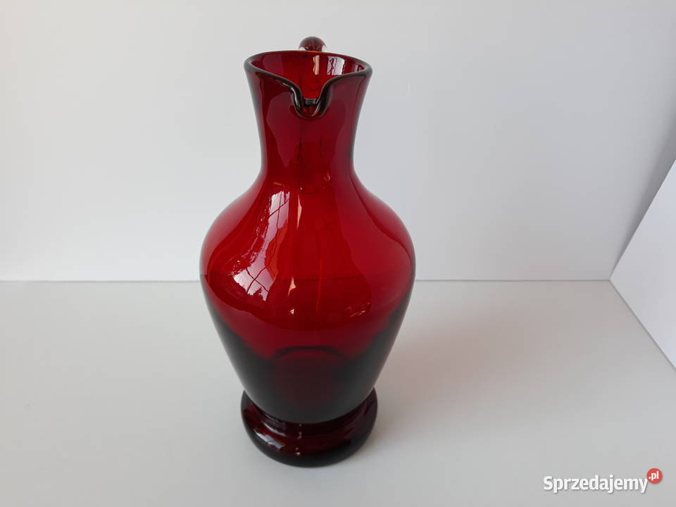 Szklany dzban dzbanek kolorowe szkło PRL