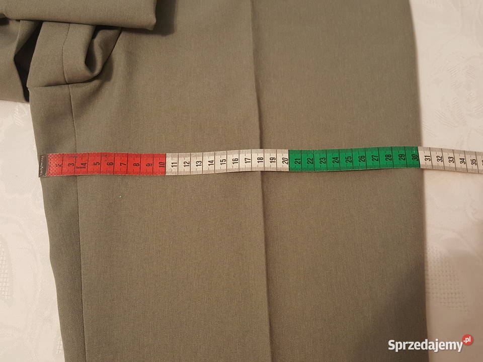 SPODNIE w kant z materiału nogawki z mankietami zielony Złotniki