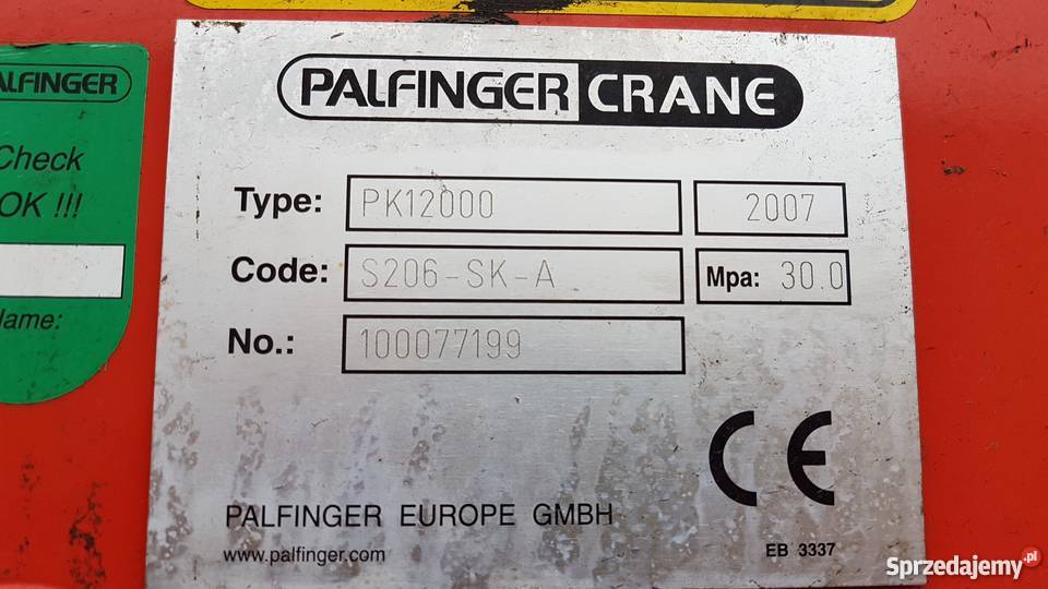 Dźwig żuraw podnośnik Palfinger PK12000 Pozostałe