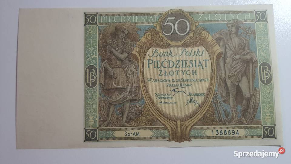RZADKOŚĆ 50 złotych 1925 s AM Warszawa