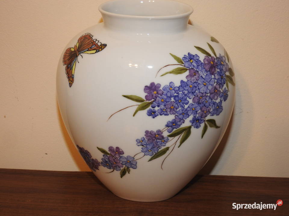 Piękny sygnowany porcelanowy wazon niemiecki Porcelana i szkło kujawsko-pomorskie