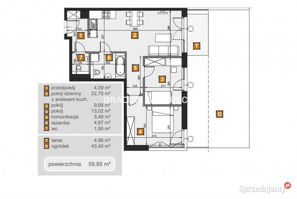 sprzedaży mieszkania Kraków 5985m2 3 pokojowe