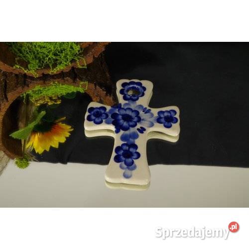 Ceramiczny krzyżyk ścienny ręcznie malowane