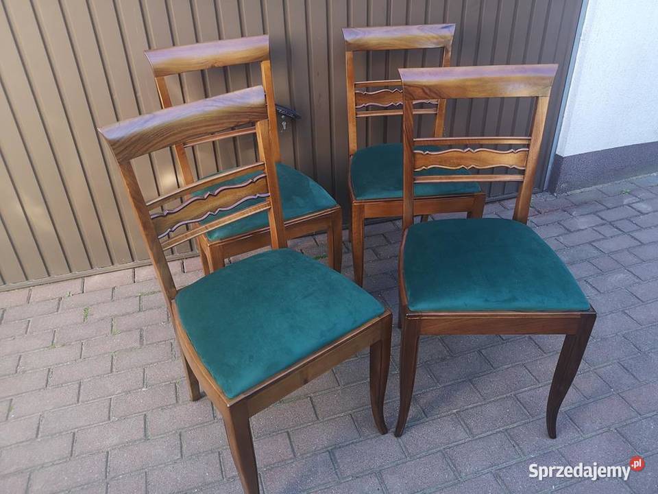 Krzesła 4 Sztuki Orzech ARTDECO Stare Antyk Swarzędz