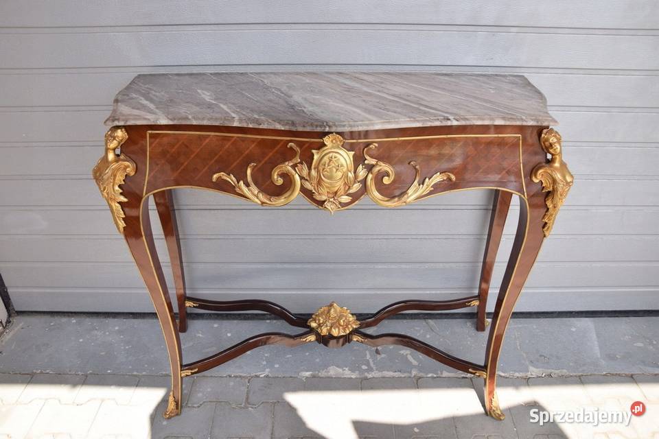 Drewniana Brązowa Konsola pod Ścianę Secesja Kraków