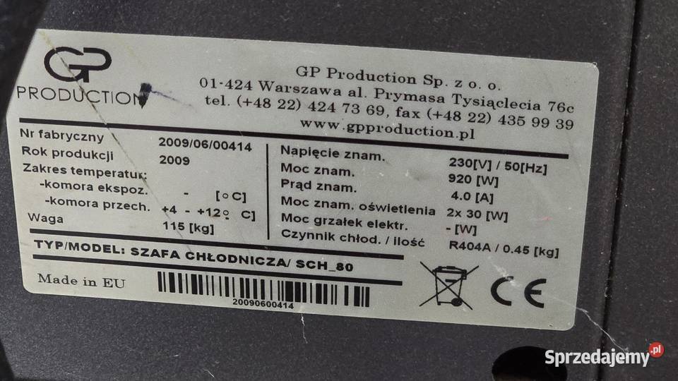 szafa chłodnicza przeszklona Witryna chłodnicza Siedlce