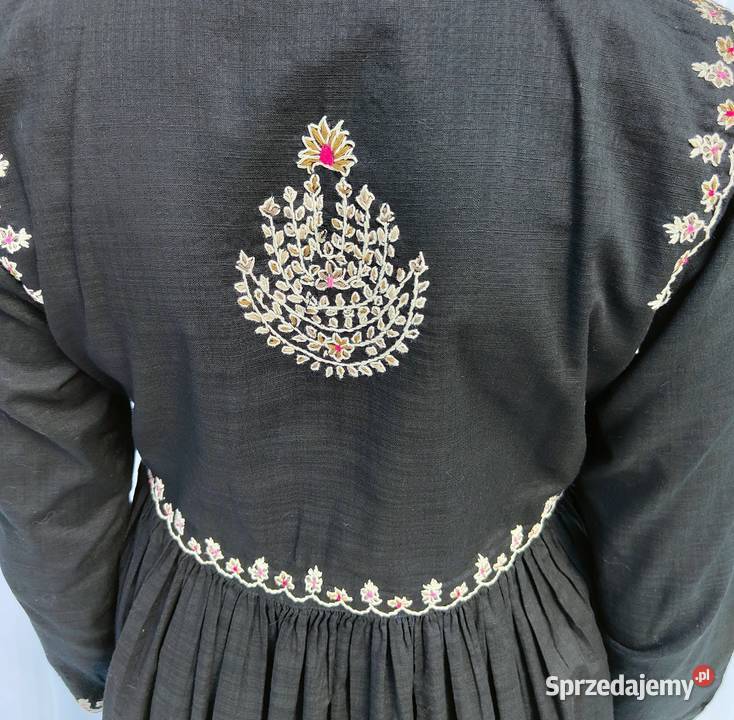 Orientalna czarna suknia tunika S 36 bawełna Spódnice i sukienki Szczecin sprzedam