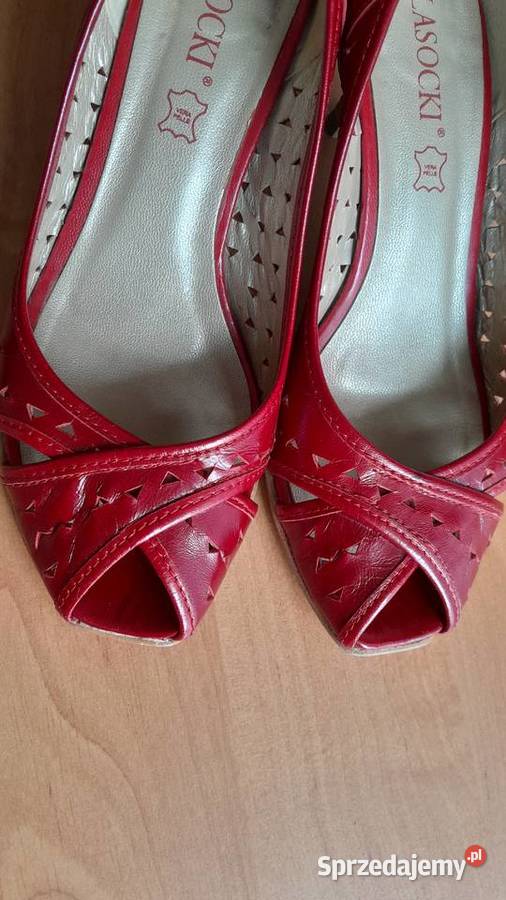 czółenka damskie skóra naturalna lasocki czerwony Zabrze