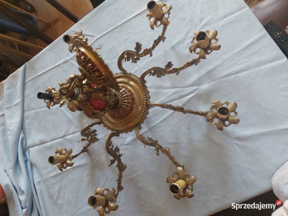 Żeliwny żyrandol i kinkiet Porcelana i szkło Łódź