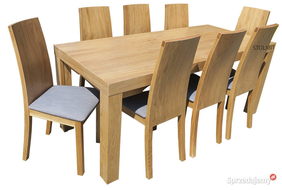 Stół rozkładany do dużych wymiarów + 8krzeseł pełny  stolmit