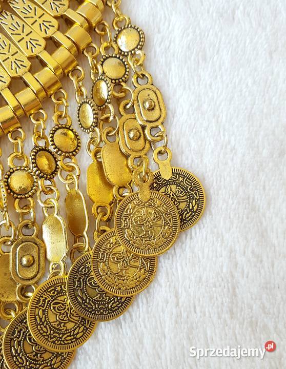 2 Duży naszyjnik boho złoty kolor monety monetki Szczecin