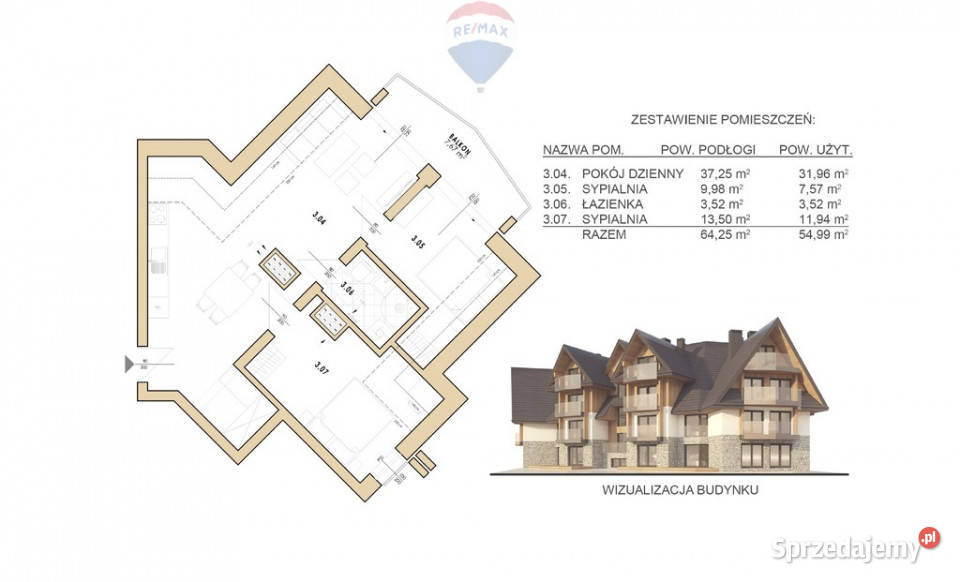 Twoje miejsce w Zakopanem inwestycja i Liczba pokoi 3 Zakopane