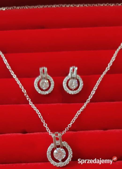 Komplet cyrkonie AAA koła nowe kolczyki śląskie