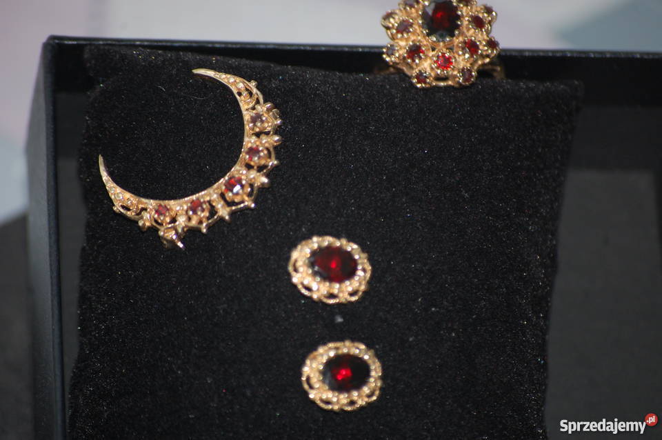 CUDNY KOMPLET BROSZKA PIERŚCIONEK KOLCZYKI ZŁOTO Zegarki i Biżuteria Sieradz