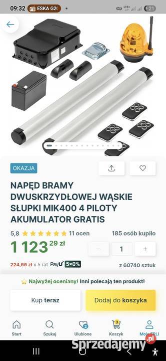 Sprzedam napęd bramy dwuskrzydłowej kompletny Myszków