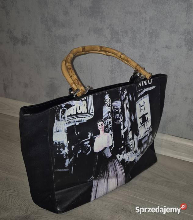 Torebka damska print bambusowe rączki Łódź sprzedam