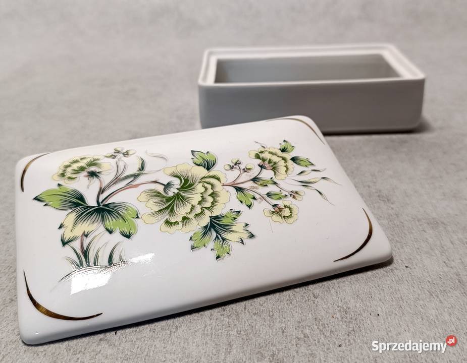 HOLLOHAZA Puzderko szkatułka Puzdro Kwieciste Porcelana i szkło Dobrzany sprzedam