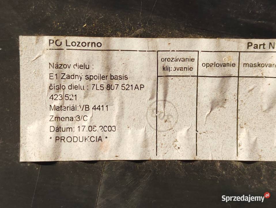 Spoiler Dokładka Zderzaka Zderzak Tył Porsche Zderzaki Karoseria wielkopolskie Pleszew