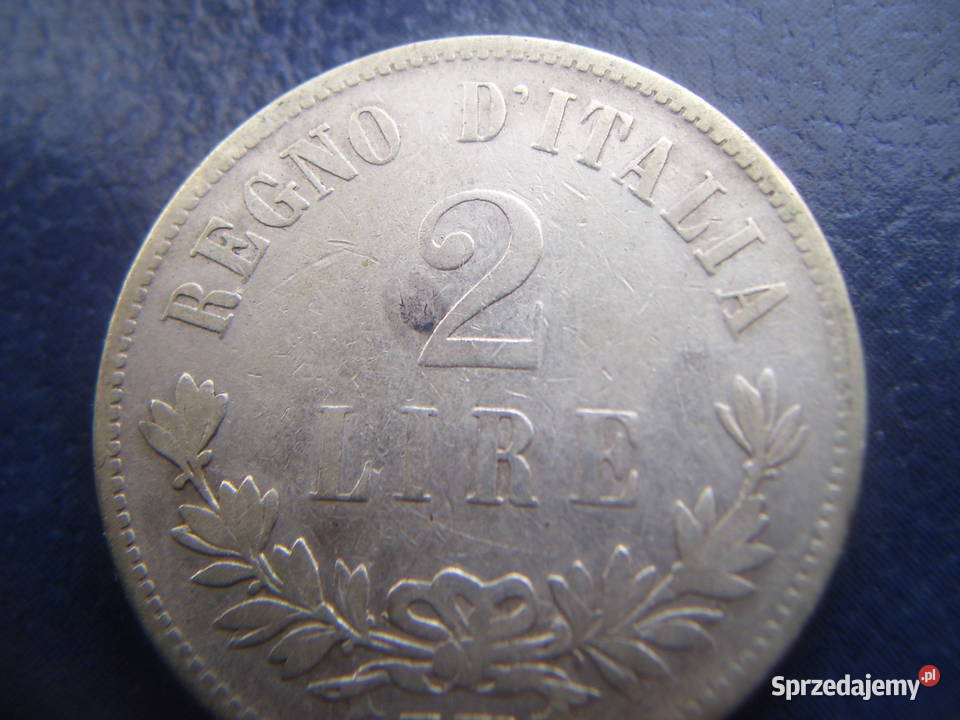 Stare monety 2 liry 1863 Włochy srebro Kolekcje podkarpackie
