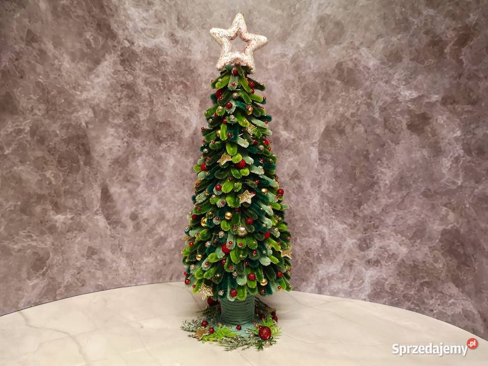 Choinka świąteczna złotoczerwona rękodzieło LED Kielce sprzedam