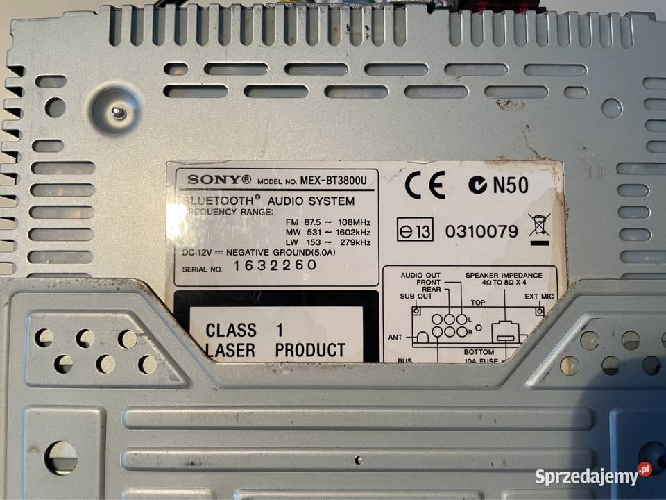 Radio Sony MEXBT3800U Bluetooth USB AUX zdejmowany panel Bełchatów