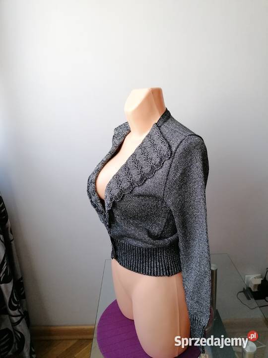 NOWY DAMSKI SWETER ZE SREBRNĄ NITKĄ RUNIWERSALNY szary/srebrny Łódź