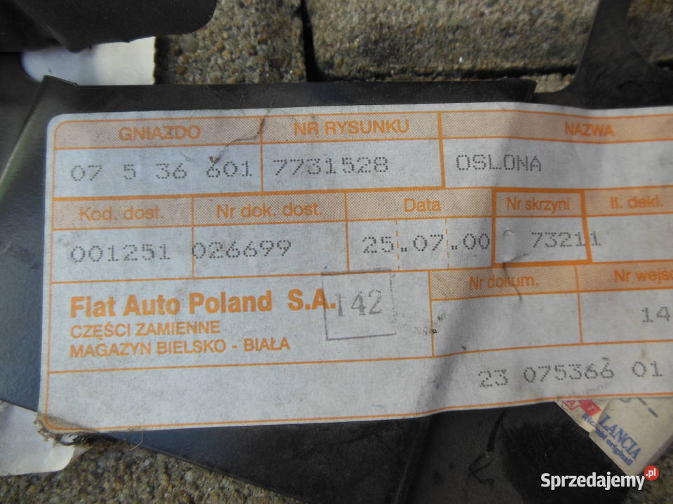 OSŁONA MANUALNEJ SKRZYNI BIEGÓW FIAT PANDA UNO osobowe śląskie Kozy