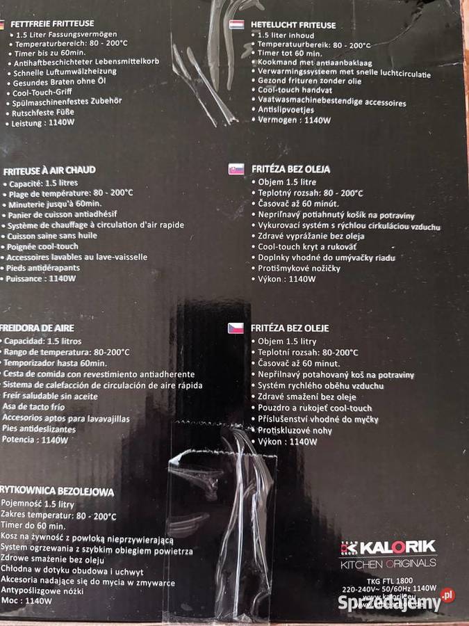 FRYTKOWNICA BEZTŁUSZCZOWA 15L KALORIK TKG FTL Wiązowna sprzedam