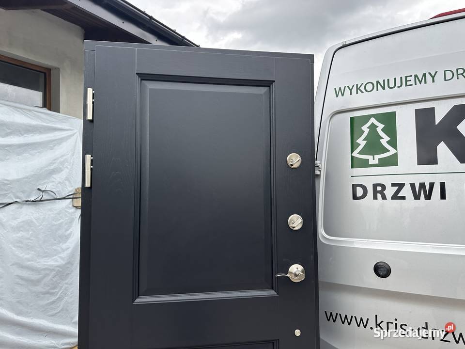 Drzwi zewnętrzne drewniane SCHLAGE czarne Lębork sprzedam