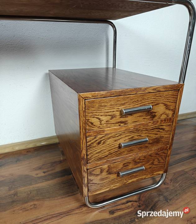 BIURKO Chrom Dąb ciemny brąz Bauhaus Art Deco 76cm Radom