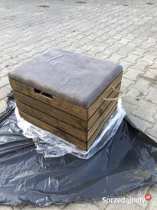 Drewniana skrzynia ze schowkiem i siedziskiem 40cm Poznań