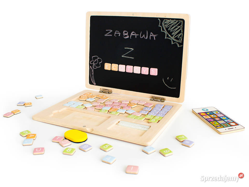 Drewniany laptop edukacyjny tablica magnetyczna Edukacyjne