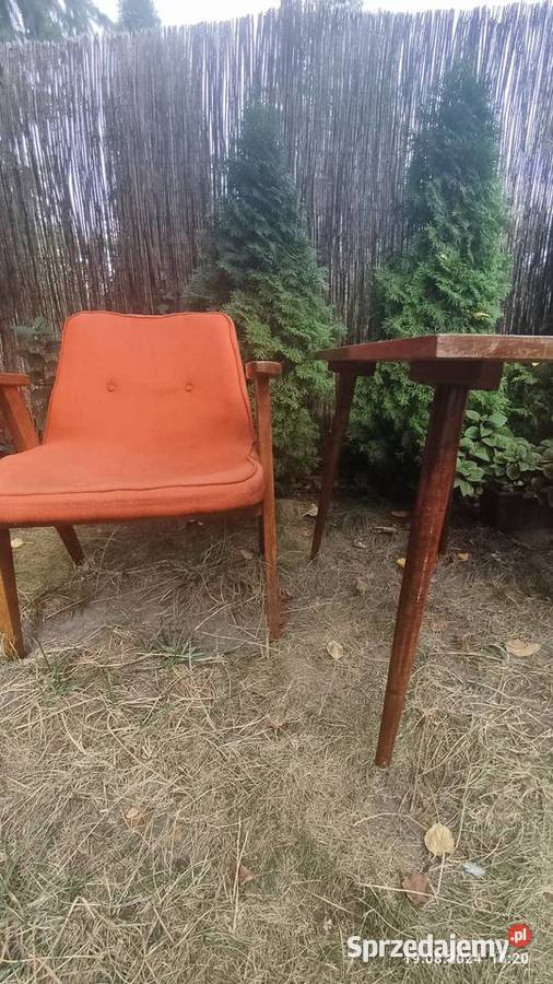 Zestaw PRL stolik patyczak plus dwa fotele Poznań