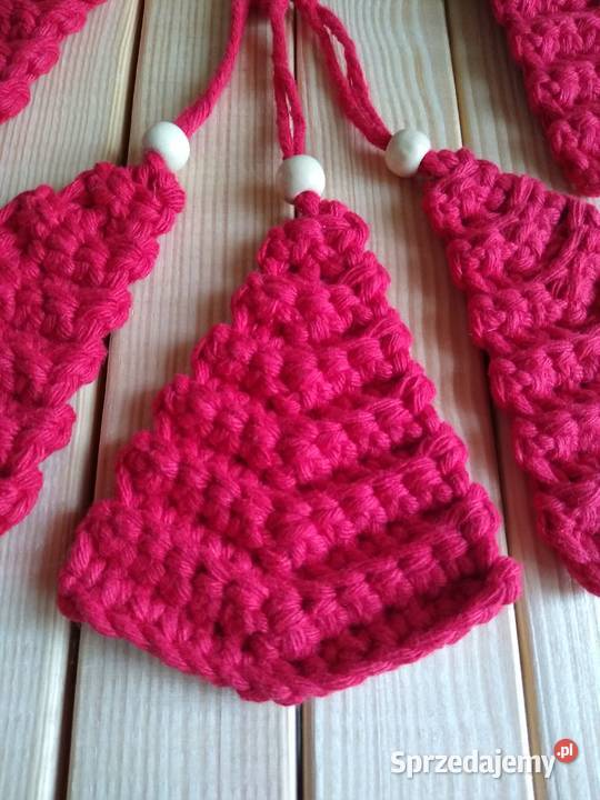 Set Of 5 Choinka ze sznurka Crochet Ornaments Gdańsk