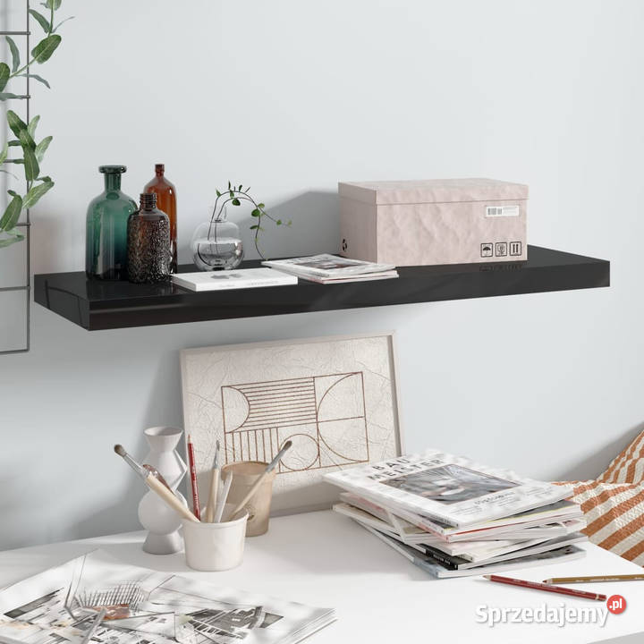 Półka ścienna wysoki połysk czarna 80x235x38 MDF mazowieckie Warszawa