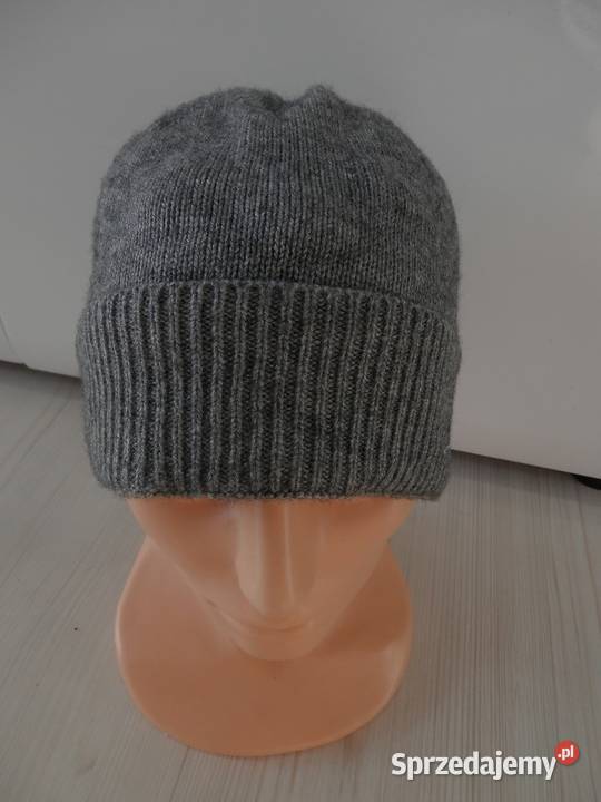 Czapka Męska Wełniana Wełna Wiskoza Szara Beanie Łomża sprzedam