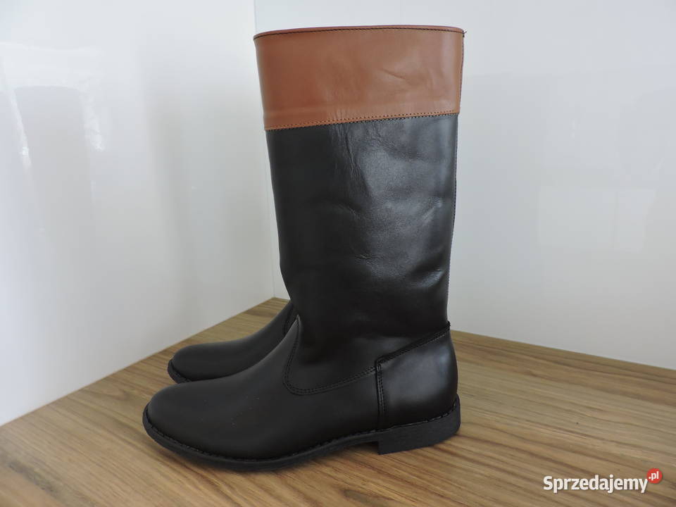 Oficerek skórzany czarnybrąz skóra