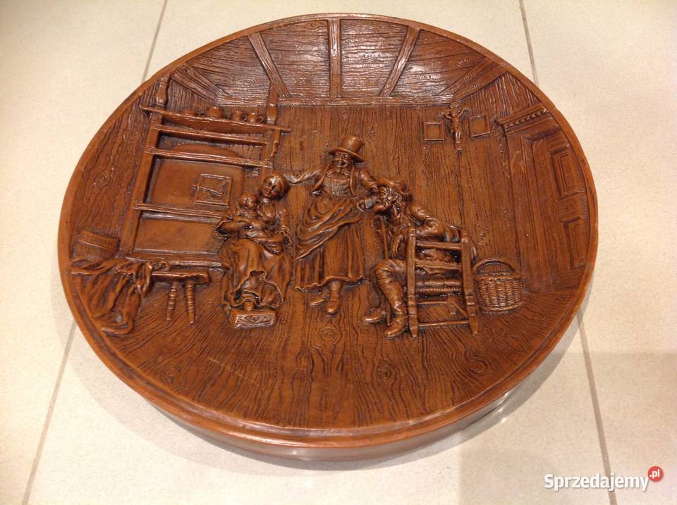 STARY OBRAZ PŁASKORZEŹBA Z WOSKU PSZCZELEGO Nowa Sól